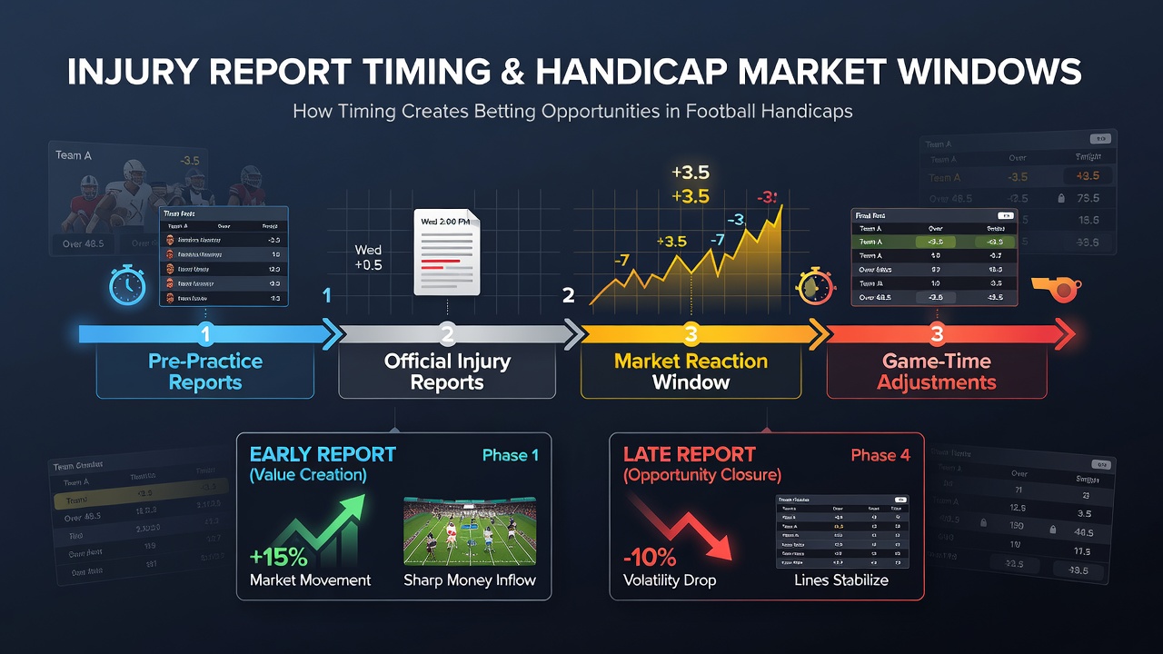 Close-up of a football injury report document with highlighted player names and market movement charts