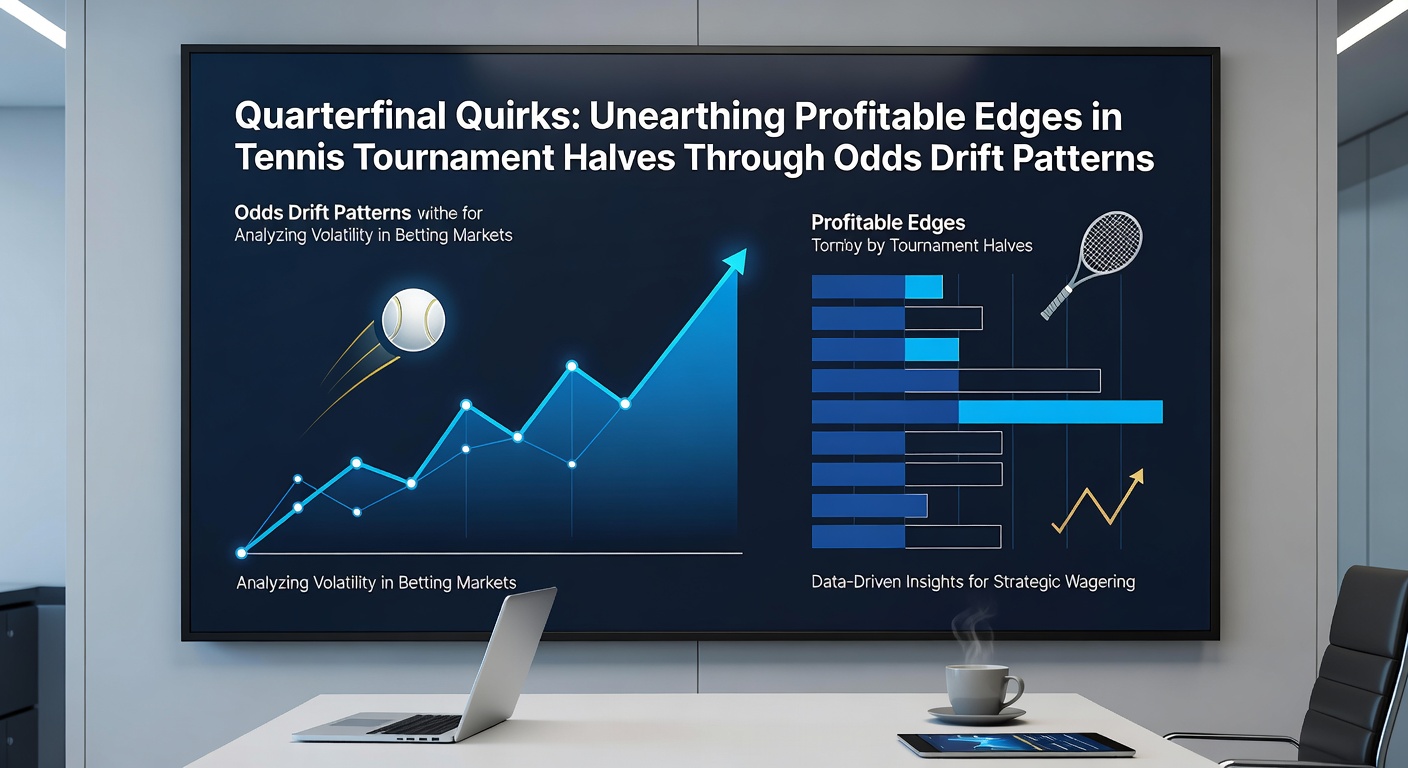 Heatmap visualization of profitable betting edges in tennis quarterfinals, showing odds drift correlations by tournament half and surface type
