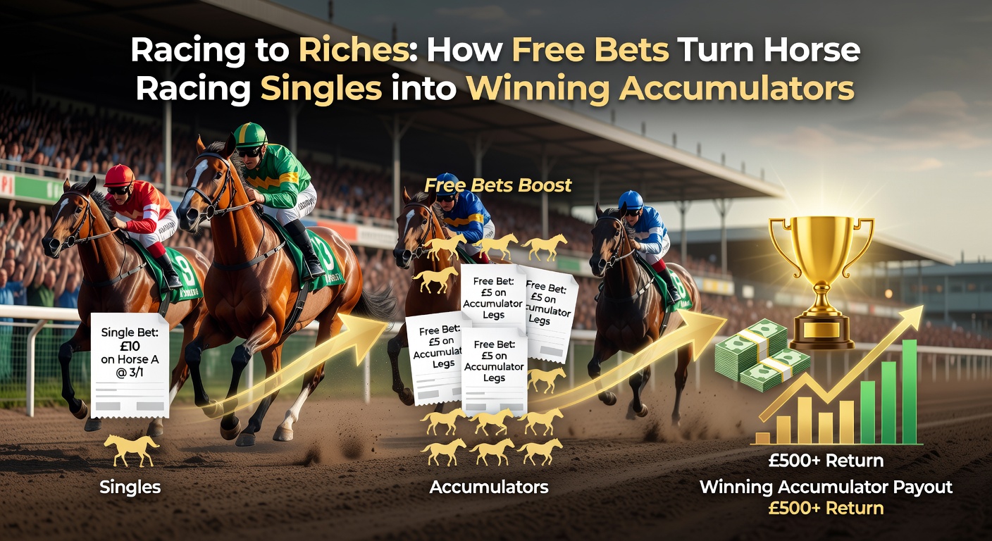 Close-up of a bookmaker app showing a building accumulator bet slip with free bet icons, illustrating the strategy in action