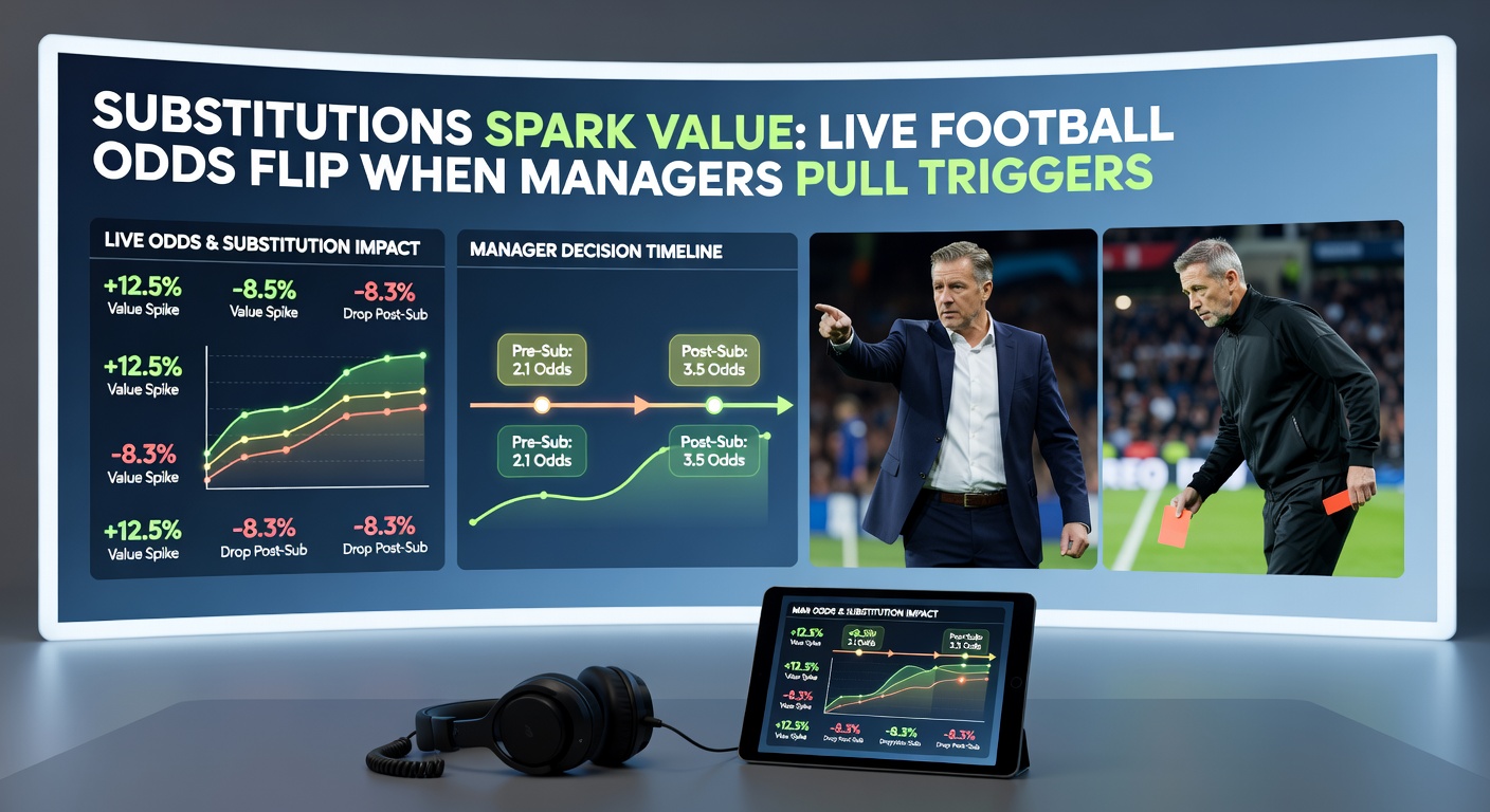 Line graph illustrating dramatic live odds fluctuations immediately following key substitutions in top-tier football matches