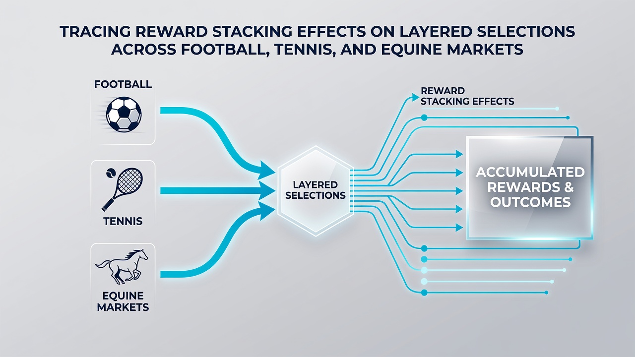 Illustration of stacked rewards applied to tennis and equine betting layers with numerical examples